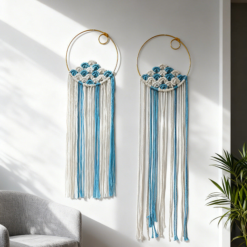 Macrame Wall Hanging Blue White | High & Bury