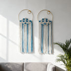 Macrame Wall Hanging Blue White | High & Bury