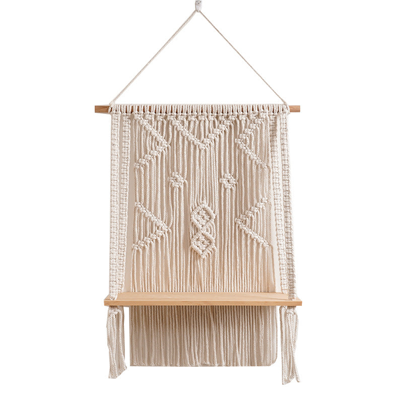 Macrame Wall Hanging Organizer with Shelf | High & Bury