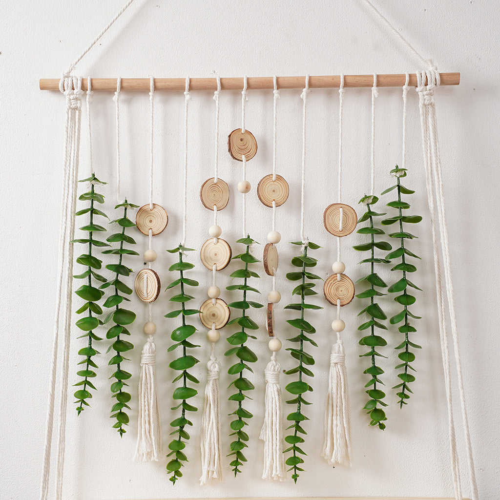 Macrame Wall Hanging Planter with Wooden Accents | High & Bury