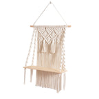 Macrame Wall Hanging Shelf with Decorative Accents | High & Bury