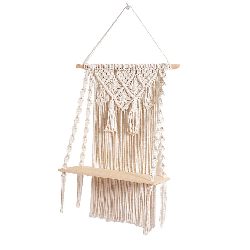 Macrame Wall Hanging Shelf with Decorative Accents | High & Bury