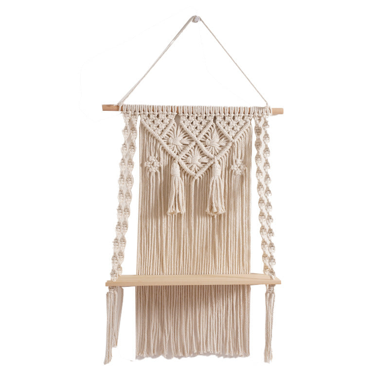 Macrame Wall Hanging Shelf with Decorative Accents | High & Bury