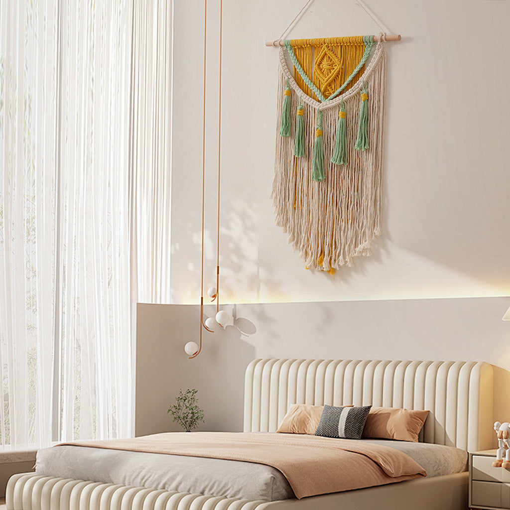 Macrame Wall Hanging Tapestry with Decorative Fringe 20 × 28 Inch | High & Bury