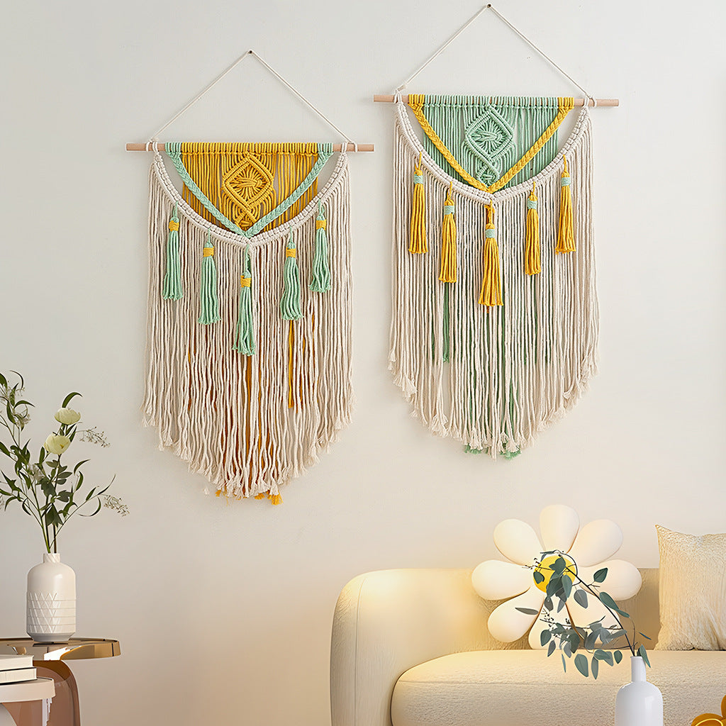 Macrame Wall Hanging Tapestry with Decorative Fringe 20 × 28 Inch | High & Bury