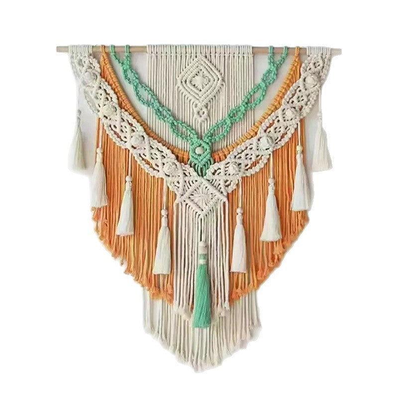 Macrame Wall Hanging White Orange | High & Bury
