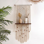 Macrame Wall Hanging with Decorative Shelf | High & Bury