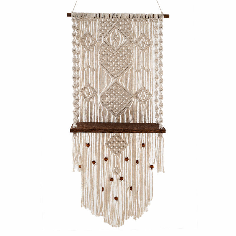 Macrame Wall Hanging with Decorative Shelf | High & Bury