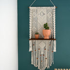 Macrame Wall Hanging with Decorative Shelf | High & Bury