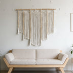 Macrame Wall Hanging with Intricate Fringes and Wooden Beads | High & Bury