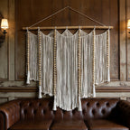 Macrame Wall Hanging with Intricate Fringes and Wooden Beads | High & Bury