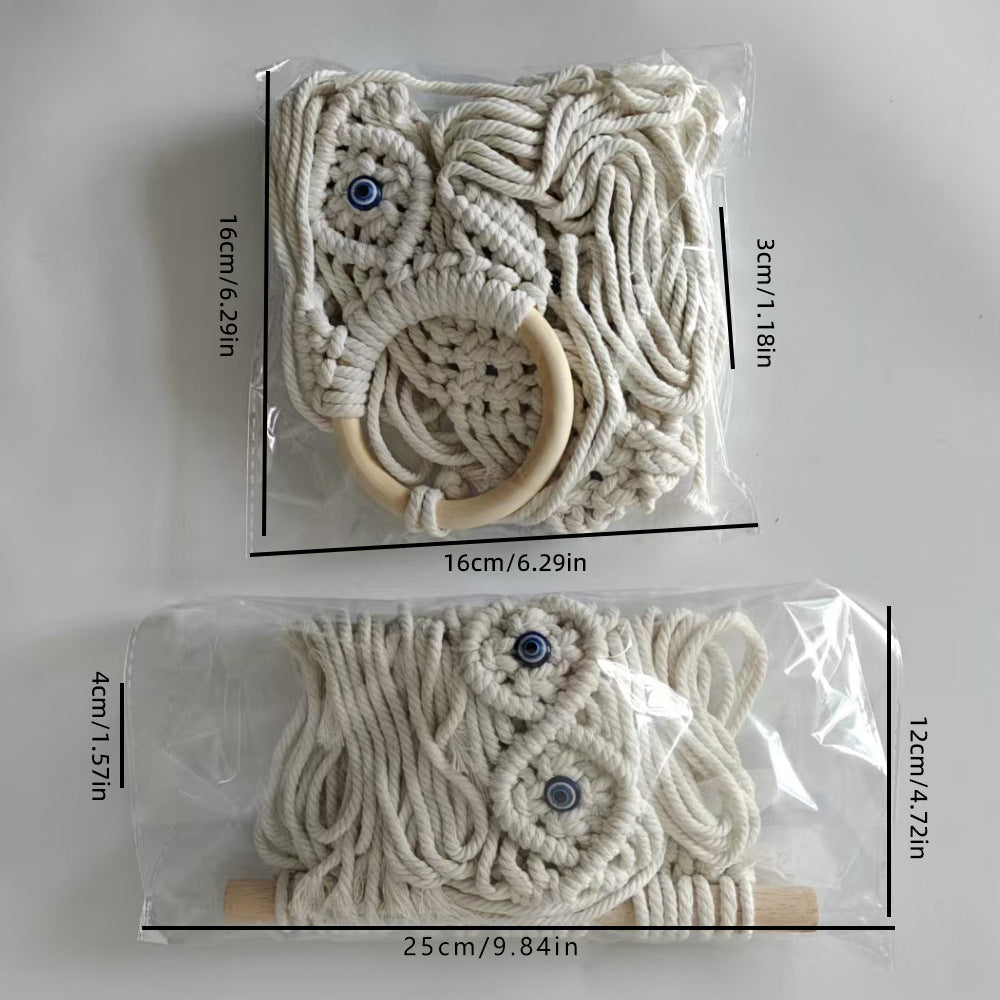 Macrame Wall Hanging with Wooden Ring and Decorative Elements | High & Bury