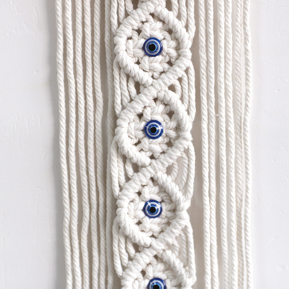 Macrame Wall Hanging with Wooden Ring and Decorative Elements | High & Bury