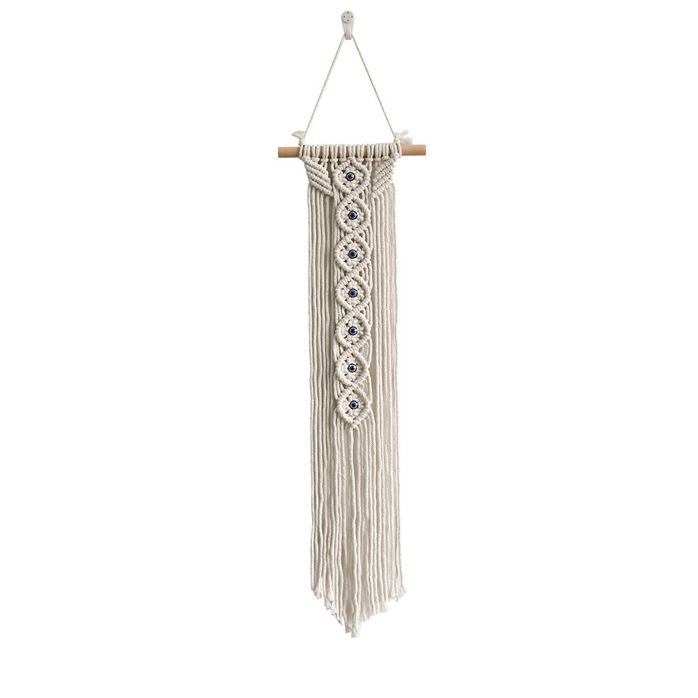 Macrame Wall Hanging with Wooden Ring and Decorative Elements | High & Bury