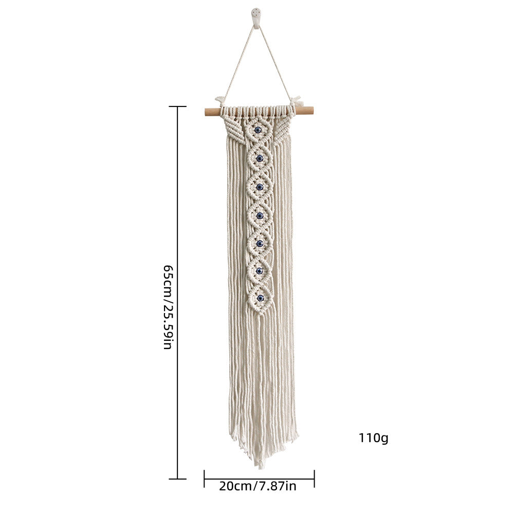 Macrame Wall Hanging with Wooden Ring and Decorative Elements | High & Bury