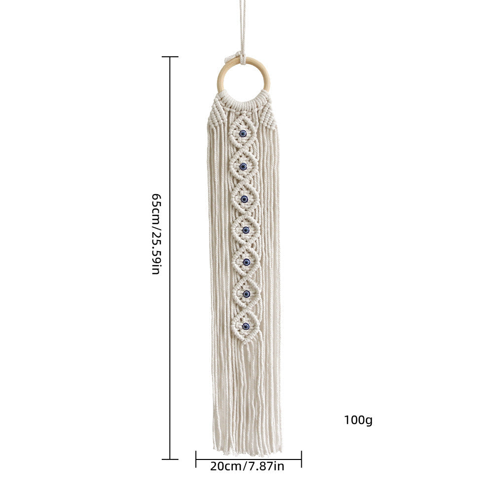 Macrame Wall Hanging with Wooden Ring and Decorative Elements | High & Bury