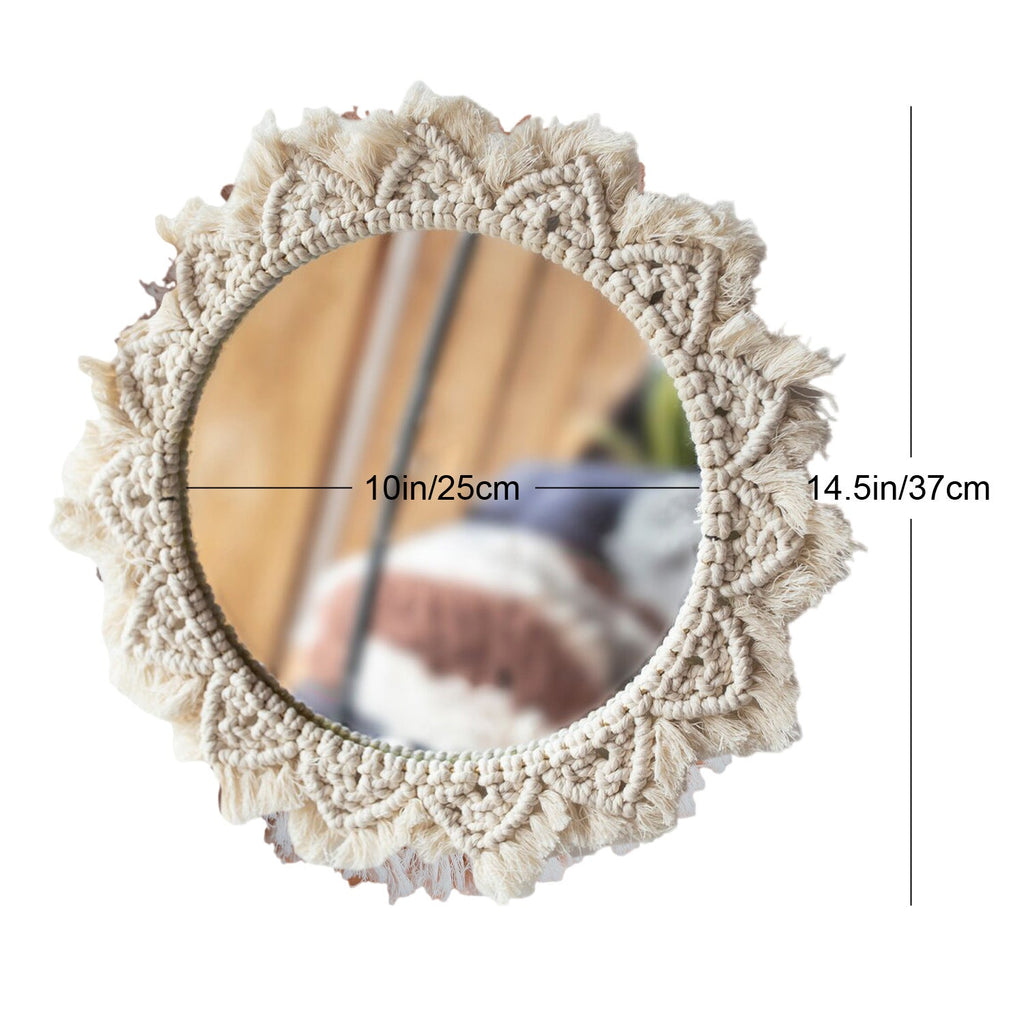 Macrame Wall Mirror with Fringe Detailing | High & Bury