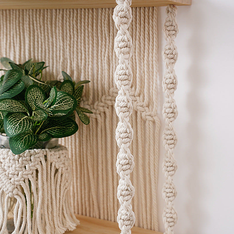 Macrame Wall Organizer with Shelves | High & Bury