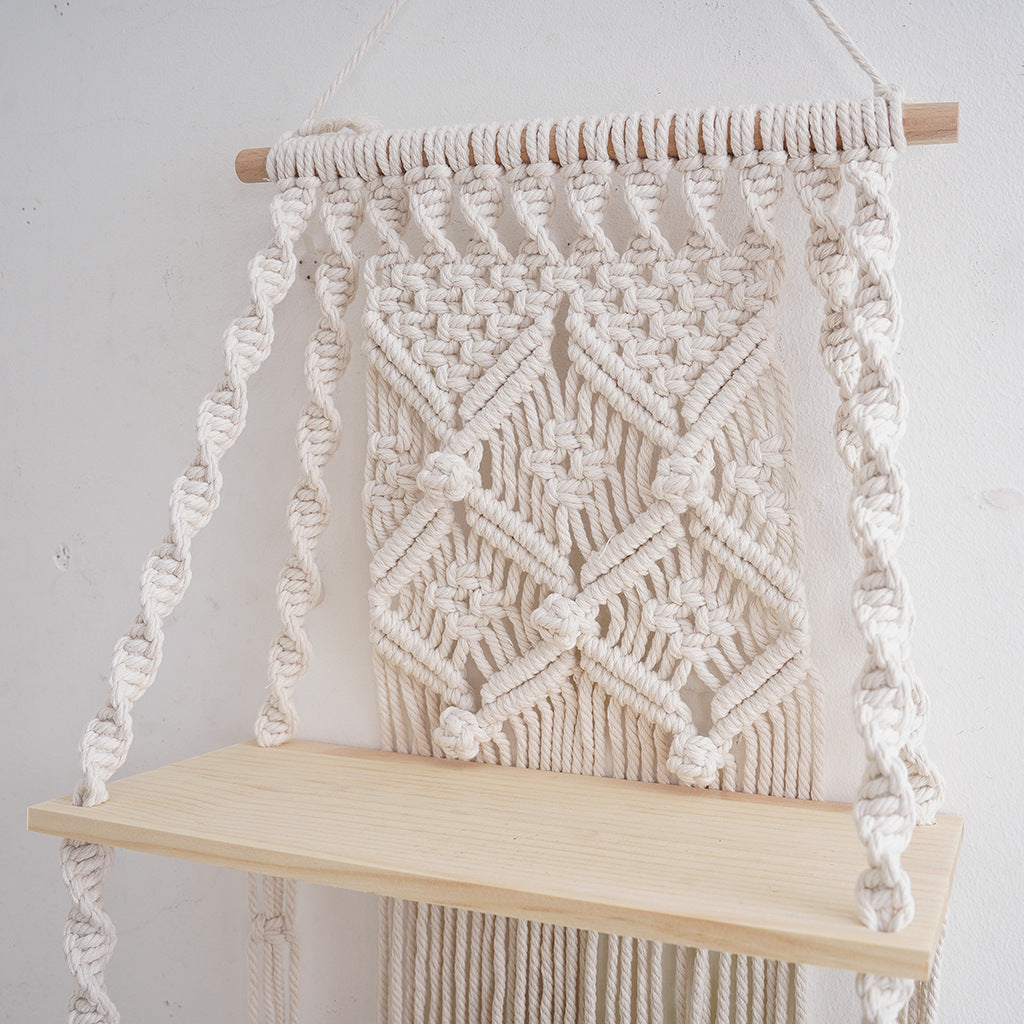 Macrame Wall Shelf Organizer 13 × 30 Inch | High & Bury
