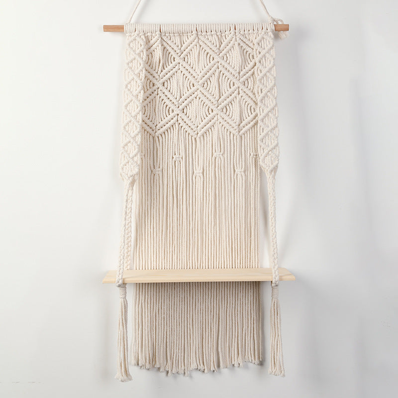 Macrame Wall Shelf with Integrated Plant Holder | High & Bury