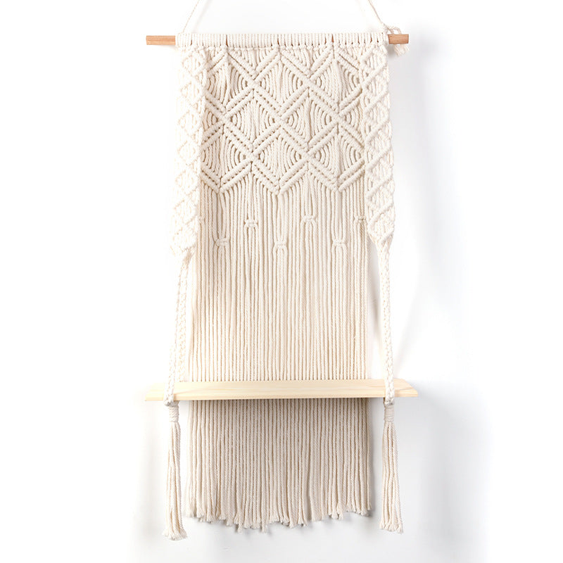 Macrame Wall Shelf with Integrated Plant Holder | High & Bury