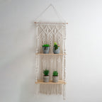 Macrame Wall Shelf with Natural Wood Accents | High & Bury
