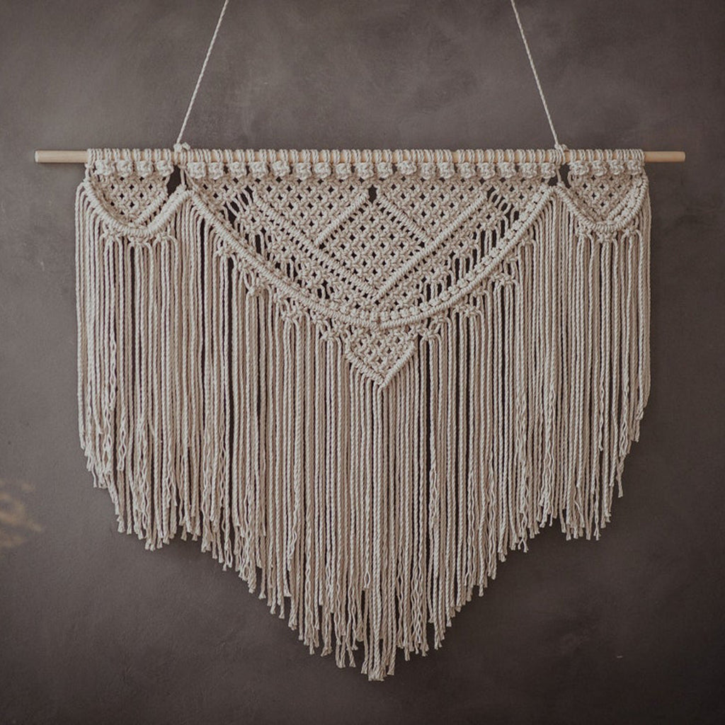 Macrame Wall Tapestry with Artistic Fringes | High & Bury