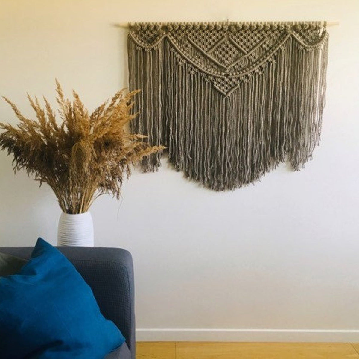 Macrame Wall Tapestry with Artistic Fringes | High & Bury