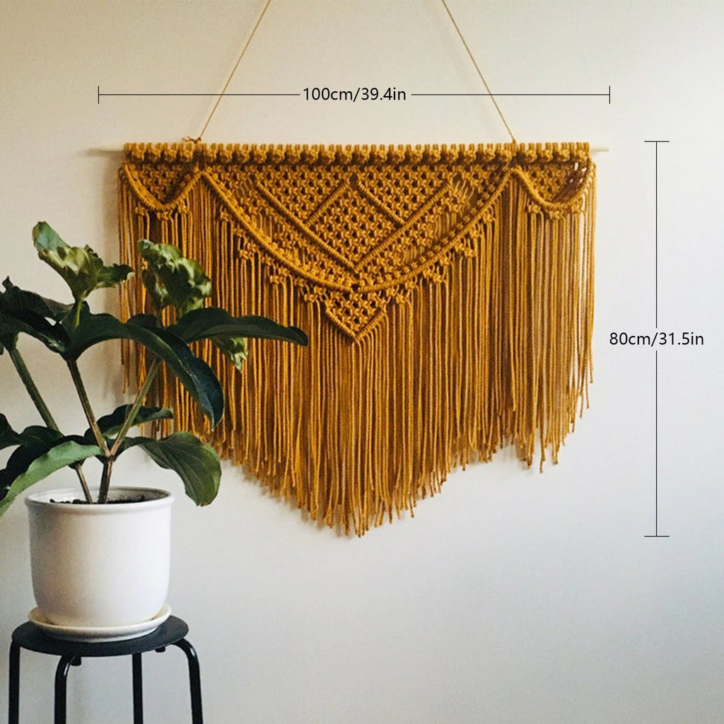 Macrame Wall Tapestry with Artistic Fringes | High & Bury