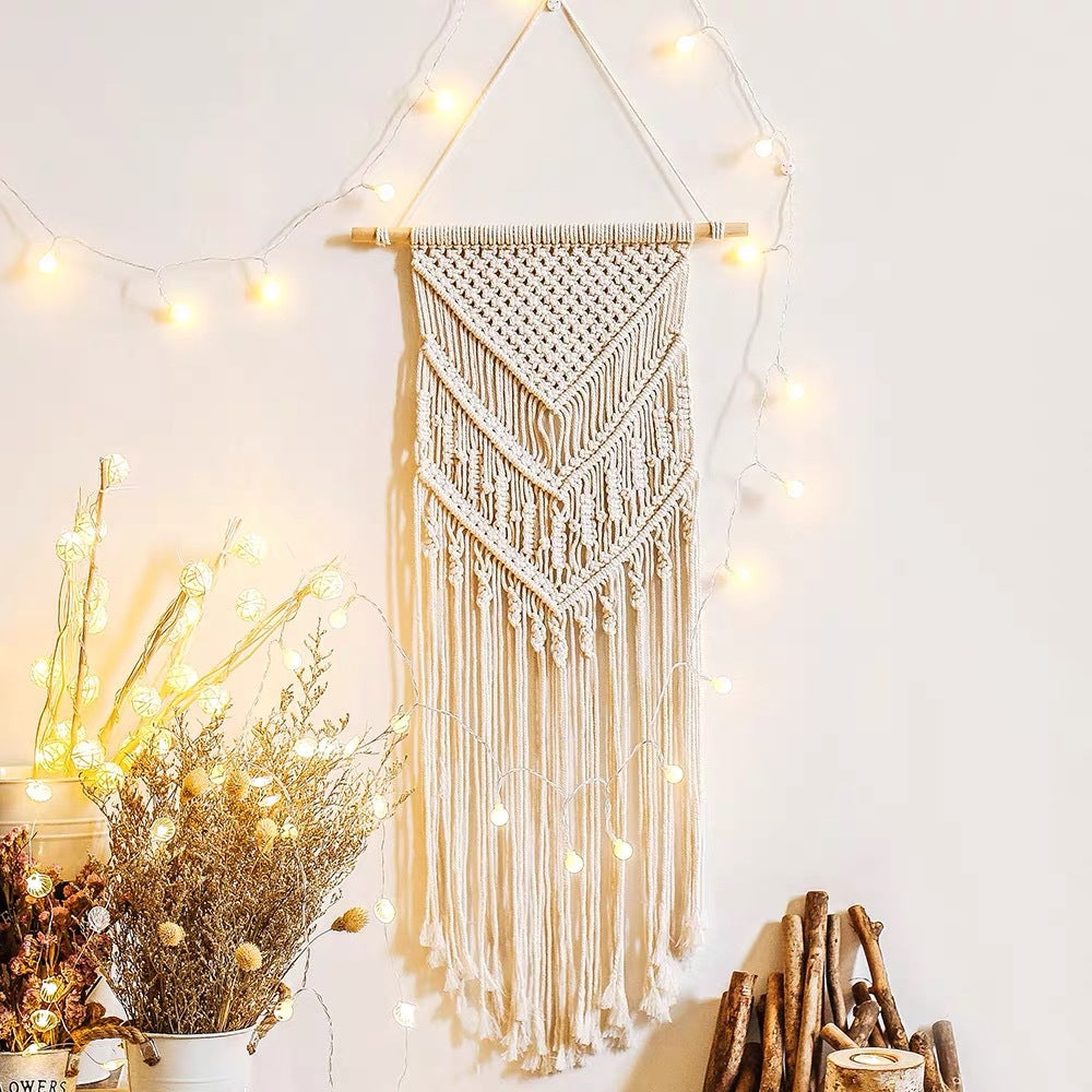 Macrame Wall Tapestry with Detailed Fringe Design | High & Bury