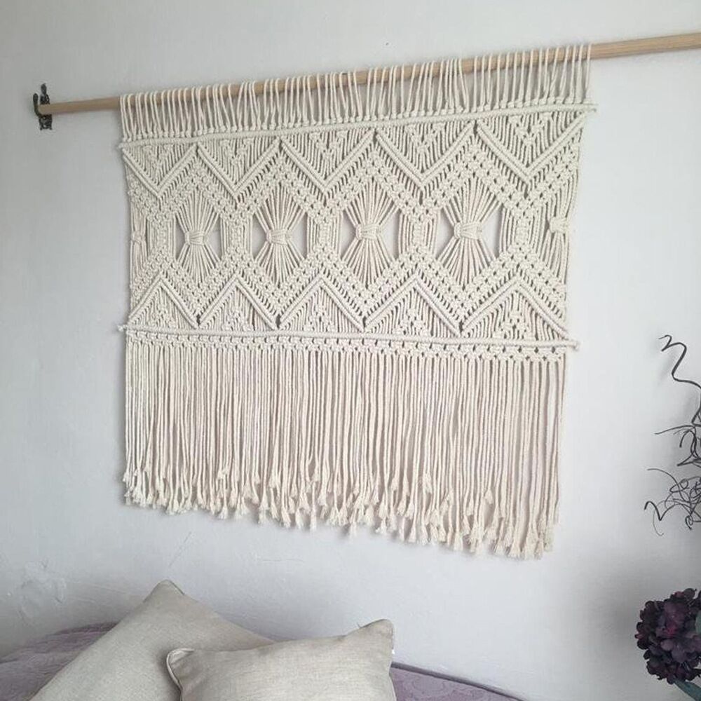 Macrame Wall Tapestry with Elegant Fringe | High & Bury