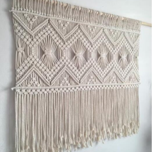 Macrame Wall Tapestry with Elegant Fringe | High & Bury