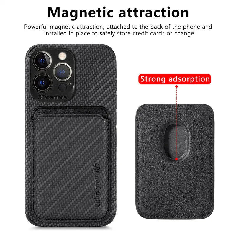 MagSafe Wallet Case for iPhone with Card Slot, TPU and PU, Slim Design