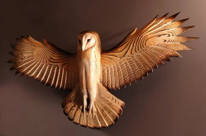 Majestic Owl Resin Wall Decoration with Hooks and Painted Finish, view 2