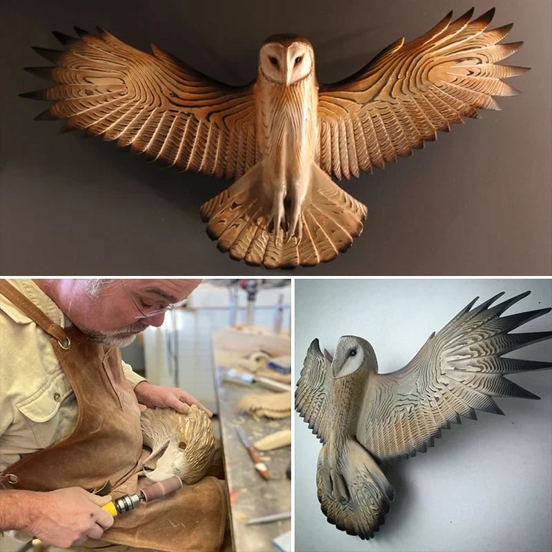 Majestic Owl Resin Wall Decoration with Hooks and Painted Finish, view 4
