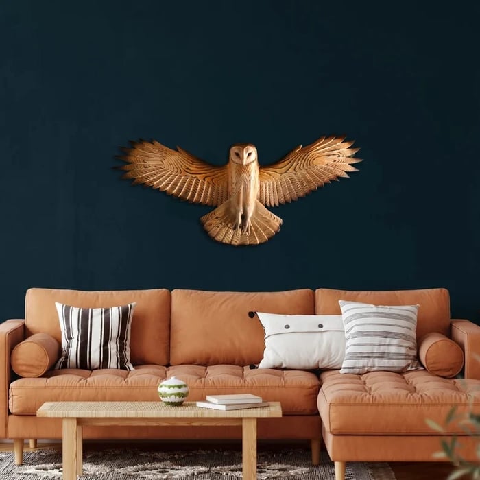Majestic Owl Resin Wall Decoration with Hooks and Painted Finish, view 5