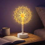 Mandala LED Three-Dimensional Illusion Night Light Table Lamp with Acrylic Flower Panel | High & Bury