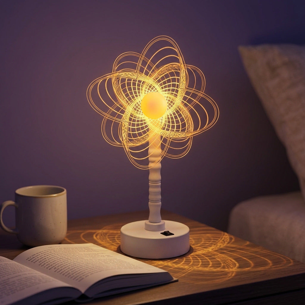 Mandala LED Three-Dimensional Illusion Night Light Table Lamp with Acrylic Flower Panel | High & Bury