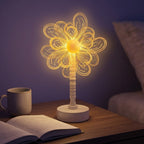 Mandala LED Three-Dimensional Illusion Night Light Table Lamp with Acrylic Flower Panel | High & Bury