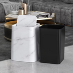 Marble-Look Plastic Trash Can with 360° Swivel Lid and Inner Container, view 2