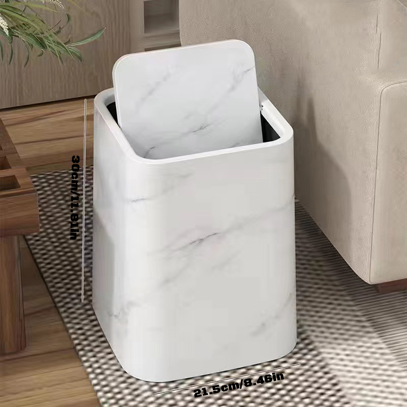 Marble-Look Plastic Trash Can with 360° Swivel Lid and Inner Container, view 8