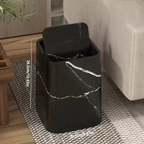 Marble-Look Plastic Trash Can with 360° Swivel Lid and Inner Container