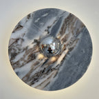 Marble Pattern Background Illuminating Circular Wall Lamp Pair | High & Bury
