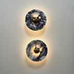 Marble Pattern Background Illuminating Circular Wall Lamp Pair | High & Bury