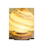 Marbled Orb Table Lamp with Wooden Base | High & Bury