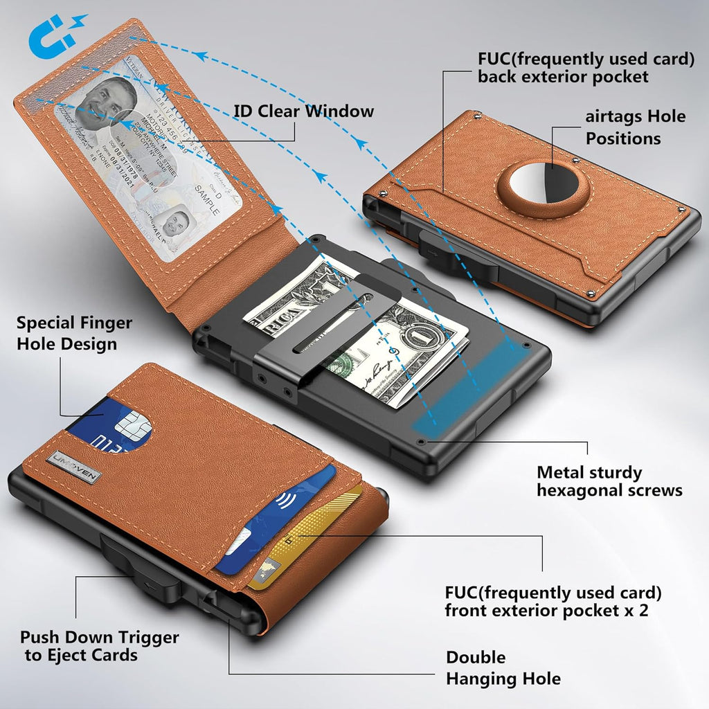 Men’s AirTag Wallet with Pop-Up Aluminium Card Case, Leather and Money Clip, view 2