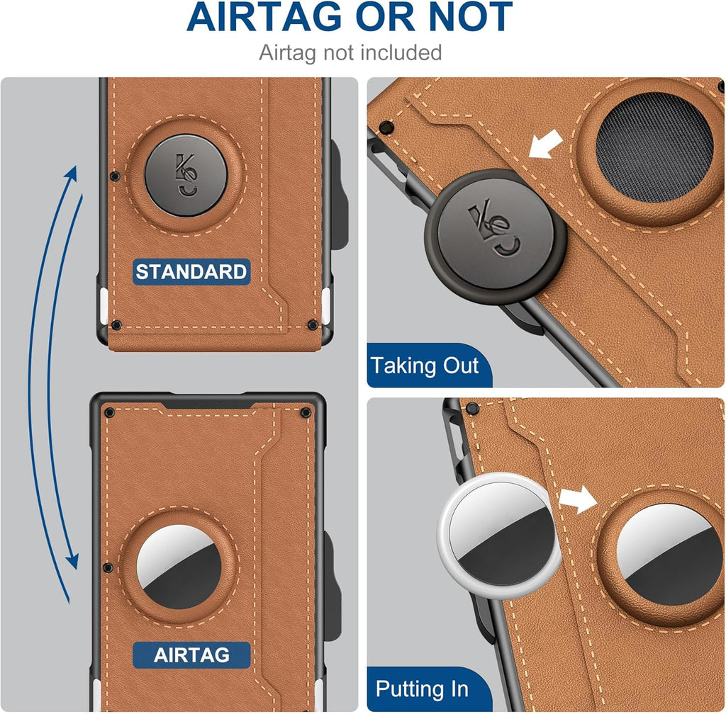 Men’s AirTag Wallet with Pop-Up Aluminium Card Case, Leather and Money Clip, view 5