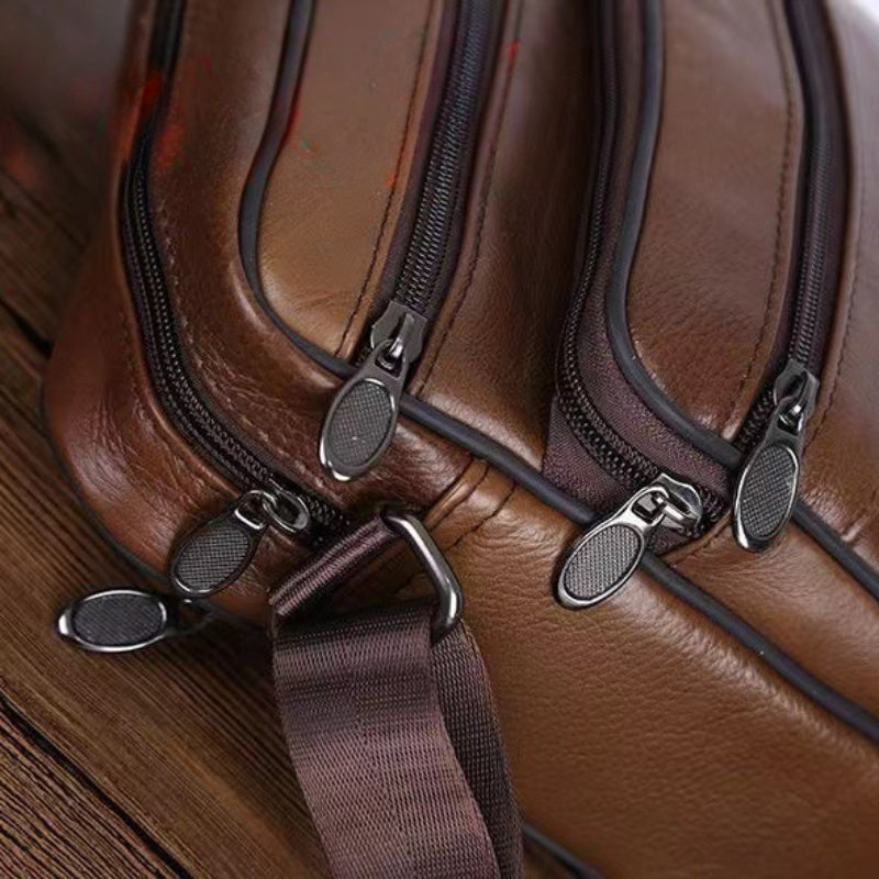 Men's Cowhide Leather Shoulder Bag with Adjustable Strap, view 4