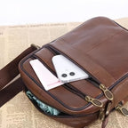 Men's Cowhide Leather Shoulder Bag with Adjustable Strap, view 8