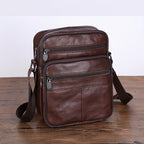 Men's Cowhide Leather Shoulder Bag with Adjustable Strap, view 9